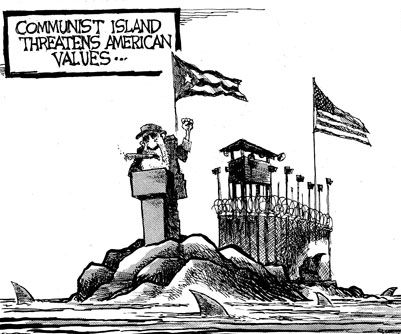 Communist island threatens American values??? Those evil Cuban commies are a danger to the American way of life???? No not the Cubans, the American commies that run Guantanamo
